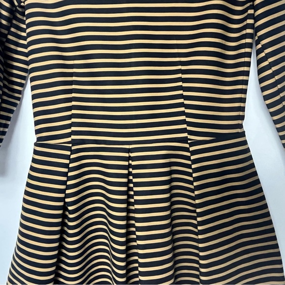 GAP | Striped Black & Tan | Full Pleated Circle Mini Dress | Sz 4 - Picture 4 of 12